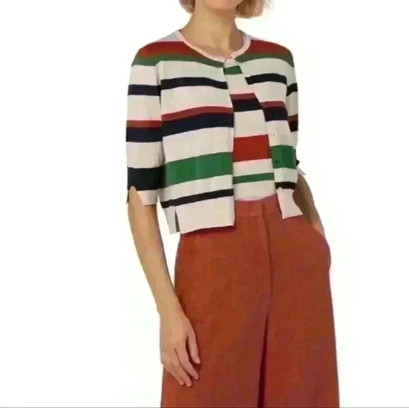 Akris Punto Cropped Striped Cardigan - Picture 1 of 8